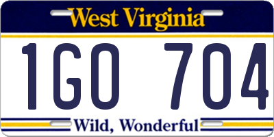 WV license plate 1GO704