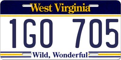 WV license plate 1GO705