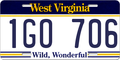 WV license plate 1GO706