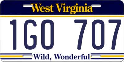 WV license plate 1GO707