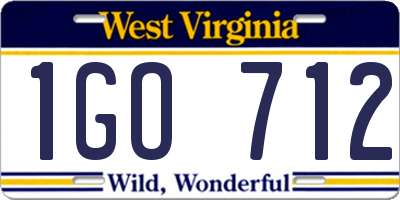 WV license plate 1GO712