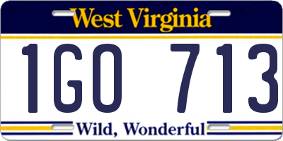 WV license plate 1GO713