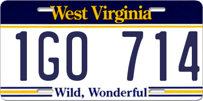 WV license plate 1GO714