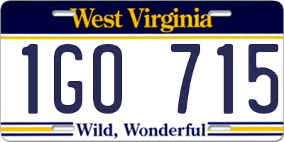 WV license plate 1GO715