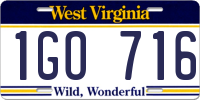 WV license plate 1GO716