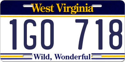 WV license plate 1GO718