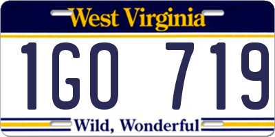 WV license plate 1GO719