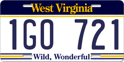 WV license plate 1GO721