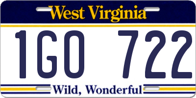 WV license plate 1GO722