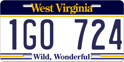 WV license plate 1GO724