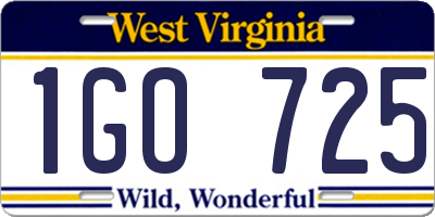 WV license plate 1GO725