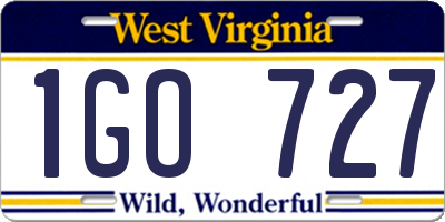 WV license plate 1GO727