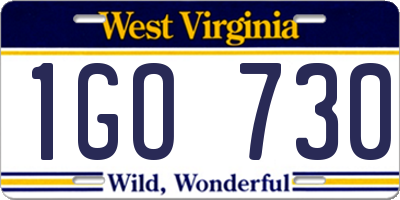 WV license plate 1GO730