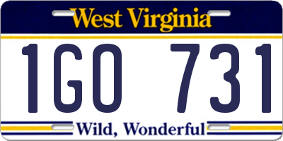 WV license plate 1GO731