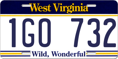 WV license plate 1GO732