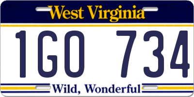 WV license plate 1GO734