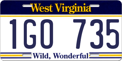WV license plate 1GO735