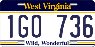 WV license plate 1GO736