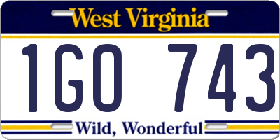 WV license plate 1GO743