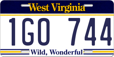 WV license plate 1GO744