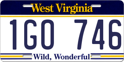 WV license plate 1GO746