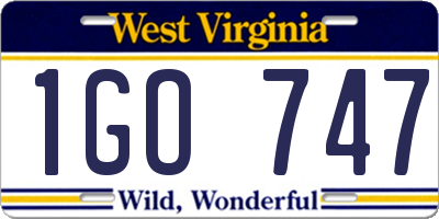 WV license plate 1GO747