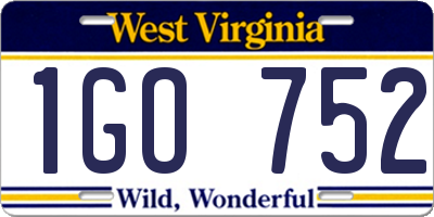 WV license plate 1GO752