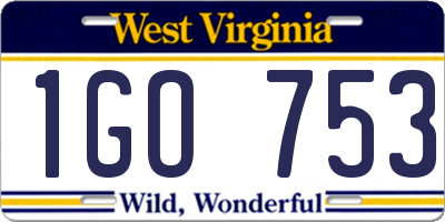 WV license plate 1GO753