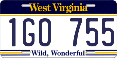 WV license plate 1GO755