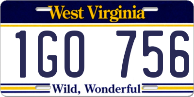 WV license plate 1GO756