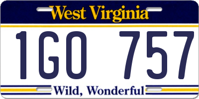WV license plate 1GO757