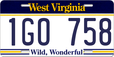 WV license plate 1GO758