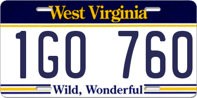 WV license plate 1GO760