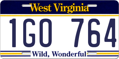 WV license plate 1GO764