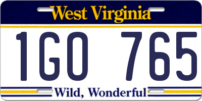 WV license plate 1GO765