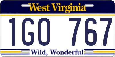 WV license plate 1GO767