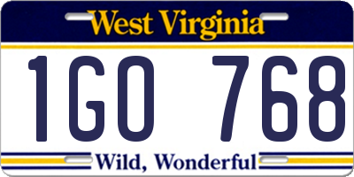 WV license plate 1GO768