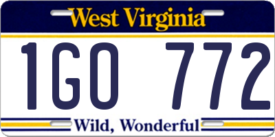 WV license plate 1GO772