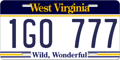 WV license plate 1GO777