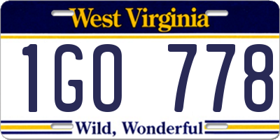 WV license plate 1GO778