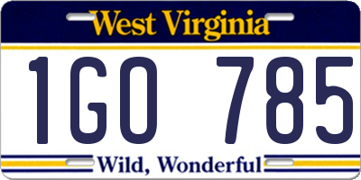 WV license plate 1GO785