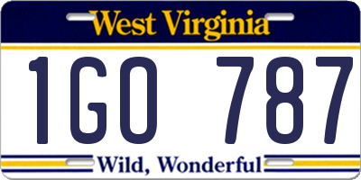 WV license plate 1GO787