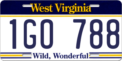 WV license plate 1GO788
