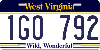 WV license plate 1GO792