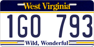 WV license plate 1GO793