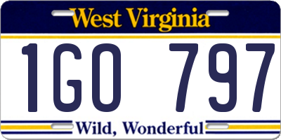 WV license plate 1GO797
