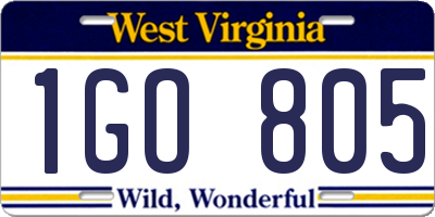 WV license plate 1GO805