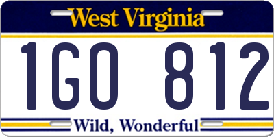 WV license plate 1GO812