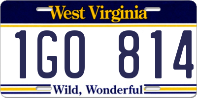 WV license plate 1GO814