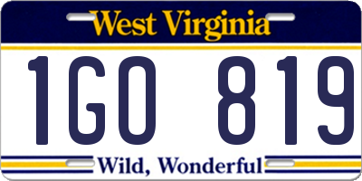 WV license plate 1GO819